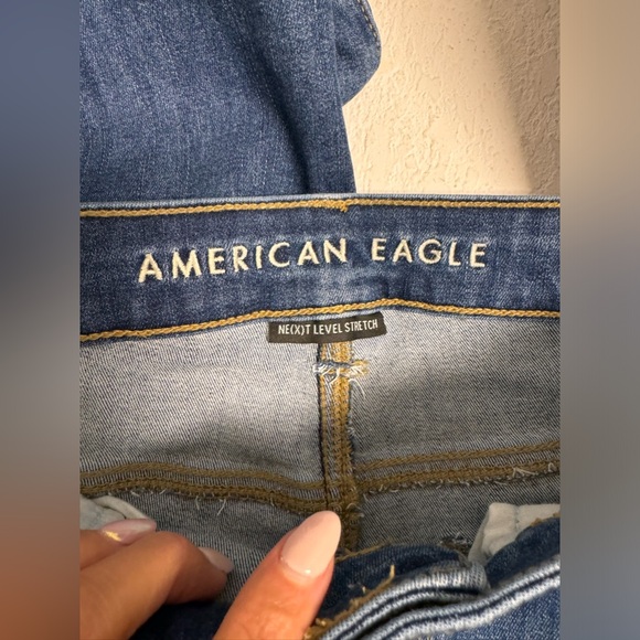 American Eagle Hi Rise Jeggings Dark Blue Wash Jeans Womans 8 Long - Picture 3 of 6